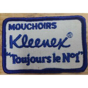 "Vintage Knitted Patch - 'Mouchoirs Klenek' Embroidered Fabric Badge - French